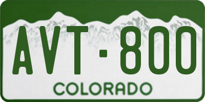 CO license plate AVT800