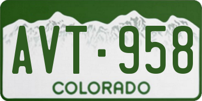 CO license plate AVT958