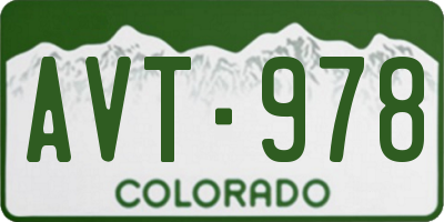 CO license plate AVT978