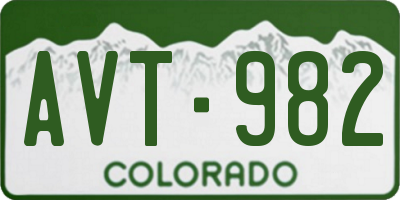 CO license plate AVT982