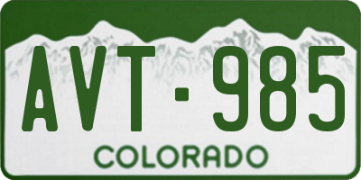 CO license plate AVT985