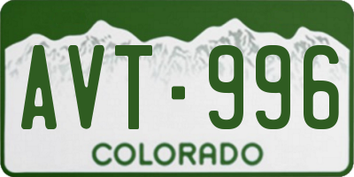 CO license plate AVT996