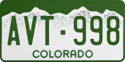 CO license plate AVT998