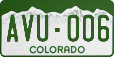 CO license plate AVU006