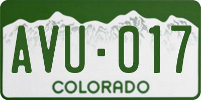 CO license plate AVU017
