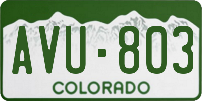 CO license plate AVU803