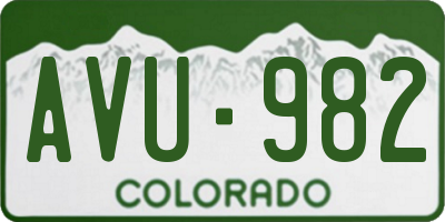 CO license plate AVU982