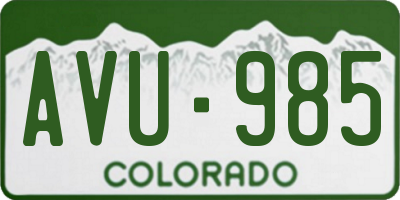 CO license plate AVU985