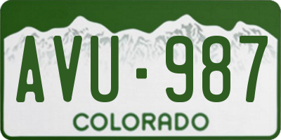 CO license plate AVU987