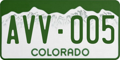 CO license plate AVV005
