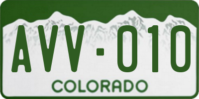 CO license plate AVV010