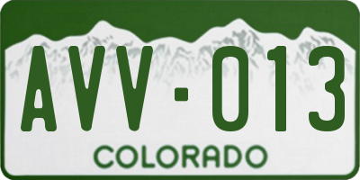 CO license plate AVV013