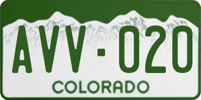 CO license plate AVV020