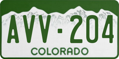 CO license plate AVV204