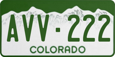 CO license plate AVV222