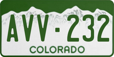 CO license plate AVV232