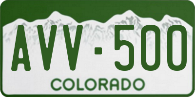 CO license plate AVV500