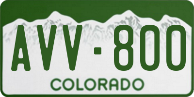 CO license plate AVV800