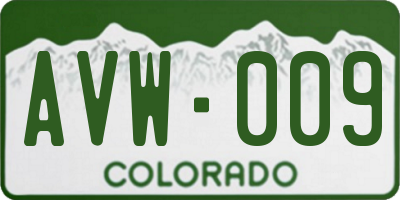 CO license plate AVW009