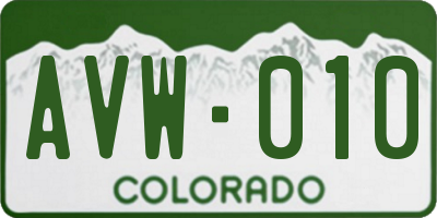 CO license plate AVW010