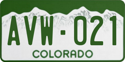CO license plate AVW021
