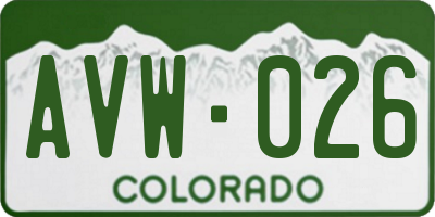 CO license plate AVW026