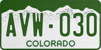 CO license plate AVW030