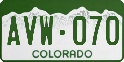 CO license plate AVW070