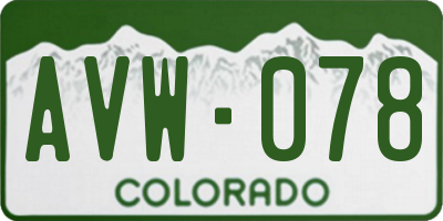 CO license plate AVW078