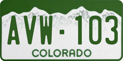 CO license plate AVW103