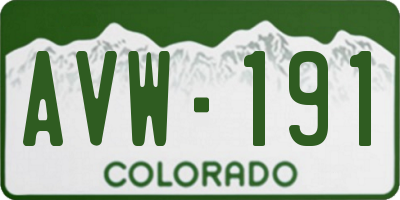 CO license plate AVW191