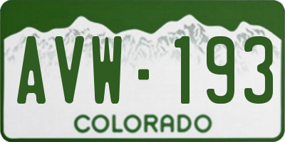 CO license plate AVW193
