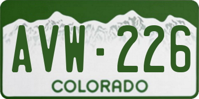 CO license plate AVW226