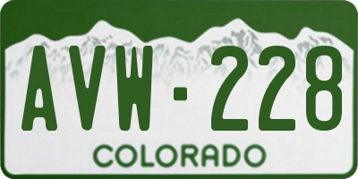 CO license plate AVW228
