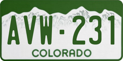 CO license plate AVW231