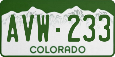 CO license plate AVW233
