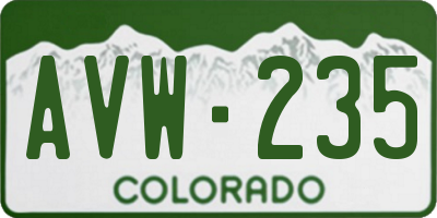CO license plate AVW235