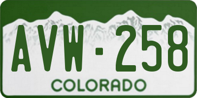CO license plate AVW258