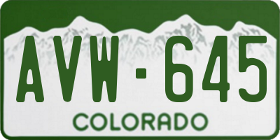 CO license plate AVW645
