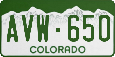 CO license plate AVW650
