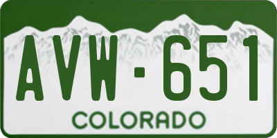 CO license plate AVW651