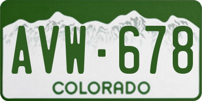 CO license plate AVW678