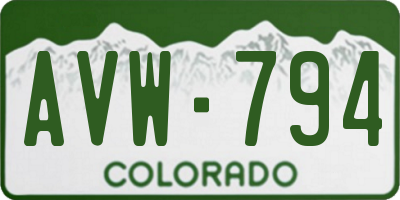 CO license plate AVW794
