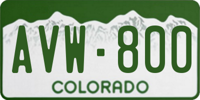 CO license plate AVW800