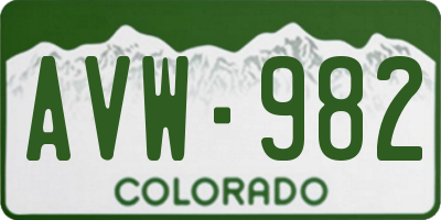 CO license plate AVW982