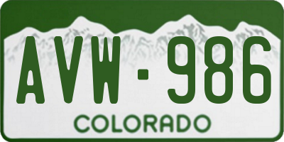 CO license plate AVW986