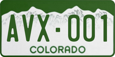 CO license plate AVX001