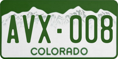 CO license plate AVX008