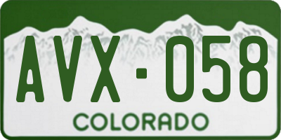 CO license plate AVX058