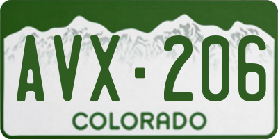CO license plate AVX206
